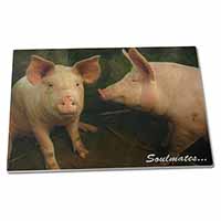 Large Glass Cutting Chopping Board Pigs in Love Sty 