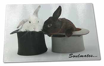 Large Glass Cutting Chopping Board Rabbits in Top Hats 