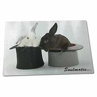 Large Glass Cutting Chopping Board Rabbits in Top Hats 