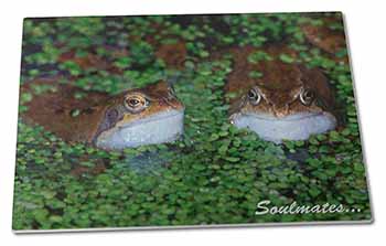 Large Glass Cutting Chopping Board Pond Frogs 