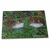 Large Glass Cutting Chopping Board Pond Frogs 