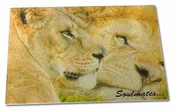 Large Glass Cutting Chopping Board Lions in Love 