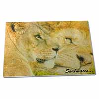 Large Glass Cutting Chopping Board Lions in Love 