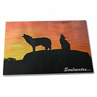 Large Glass Cutting Chopping Board Sunset Wolves 