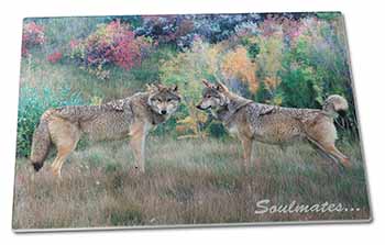 Large Glass Cutting Chopping Board Wolves 