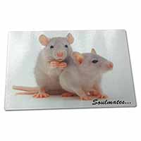 Large Glass Cutting Chopping Board Silver Rats 