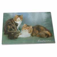 Large Glass Cutting Chopping Board Persian Cats 