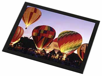 Hot Air Balloons at Night Black Rim High Quality Glass Placemat