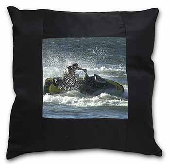 Jet Ski Skiier Black Satin Feel Scatter Cushion