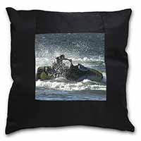 Jet Ski Skiier Black Satin Feel Scatter Cushion