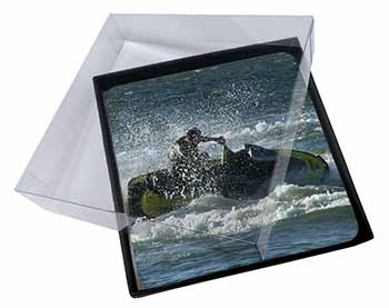 4x Jet Ski Skiier Picture Table Coasters Set in Gift Box