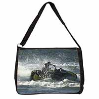 Jet Ski Skiier Large Black Laptop Shoulder Bag School/College