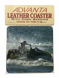 Jet Ski Skiier Single Leather Photo Coaster