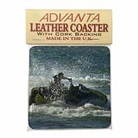 Jet Ski Skiier Single Leather Photo Coaster