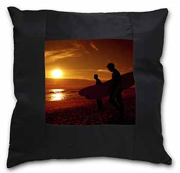 Sunset Surf Black Satin Feel Scatter Cushion