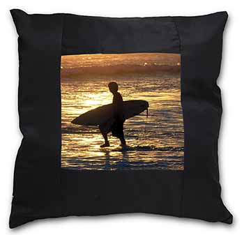 Sunset Surf Black Satin Feel Scatter Cushion