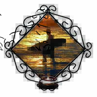Sunset Surf Wrought Iron Wall Art Candle Holder