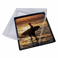 4x Sunset Surf Picture Table Coasters Set in Gift Box