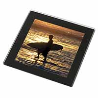 Sunset Surf Black Rim High Quality Glass Coaster