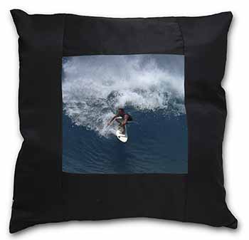 Surf Board Surfing - Water Sports Black Satin Feel Scatter Cushion
