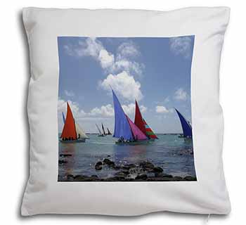 Sailing Regatta Soft White Velvet Feel Scatter Cushion