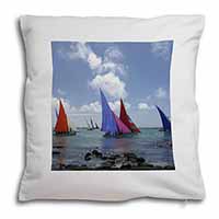 Sailing Regatta Soft White Velvet Feel Scatter Cushion