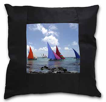 Sailing Regatta Black Satin Feel Scatter Cushion