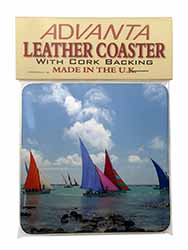 Sailing Regatta Single Leather Photo Coaster