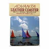 Sailing Regatta Single Leather Photo Coaster