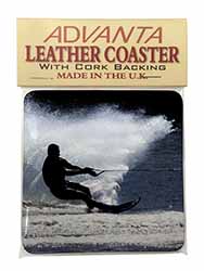 Water Skiing Sport Single Leather Photo Coaster