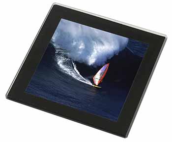 Wind Surfer Black Rim High Quality Glass Coaster