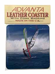 Wind Surfers Surfing Single Leather Photo Coaster