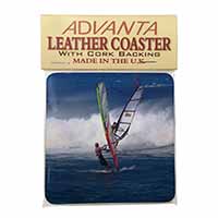 Wind Surfers Surfing Single Leather Photo Coaster