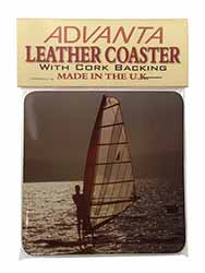 Wind Surfing Single Leather Photo Coaster
