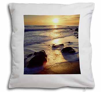 Secluded Sunset Beach Soft Velvet Feel Cushion Cover With Inner Pillow