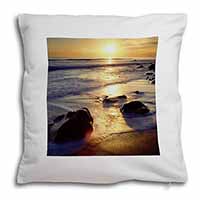 Secluded Sunset Beach Soft Velvet Feel Cushion Cover With Inner Pillow