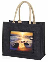Secluded Sunset Beach Large Black Shopping Bag Christmas Present Idea      