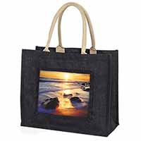 Secluded Sunset Beach Large Black Shopping Bag Christmas Present Idea      