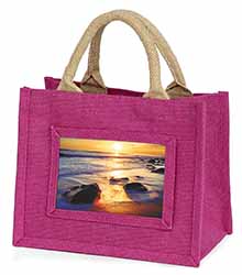 Secluded Sunset Beach Little Girls Small Pink Shopping Bag Christmas Gift
