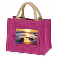 Secluded Sunset Beach Little Girls Small Pink Shopping Bag Christmas Gift