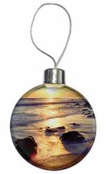 Secluded Sunset Beach Christmas Tree Bauble Decoration Gift