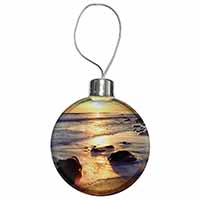 Secluded Sunset Beach Christmas Tree Bauble Decoration Gift