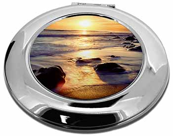 Secluded Sunset Beach Make-Up Round Compact Mirror Christmas Gift