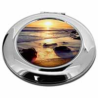 Secluded Sunset Beach Make-Up Round Compact Mirror Christmas Gift