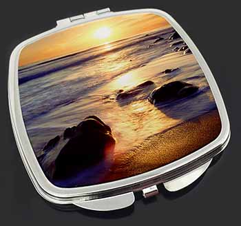 Secluded Sunset Beach Make-Up Compact Mirror Stocking Filler Gift