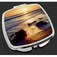 Secluded Sunset Beach Make-Up Compact Mirror Stocking Filler Gift
