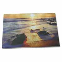 Secluded Sunset Beach Extra Large Toughened Glass Cutting, Chopping Board