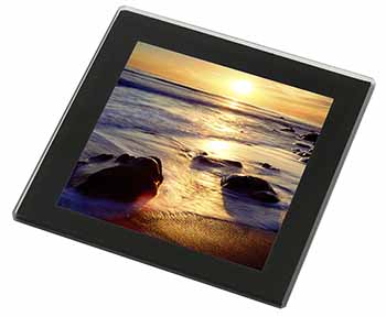 Secluded Sunset Beach Black Rim Glass Coaster Animal Breed Gift
