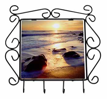 Secluded Sunset Beach Wrought Iron Key Holder Hooks Christmas Gift