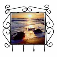 Secluded Sunset Beach Wrought Iron Key Holder Hooks Christmas Gift